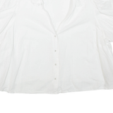 Womens Puff Sleeve Top White V-Neck XL