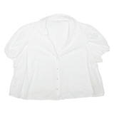 Womens Puff Sleeve Top White V-Neck XL