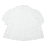 Womens Puff Sleeve Top White V-Neck XL
