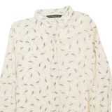ZARA Womens Printed Shirt Beige Collared Long Sleeve S