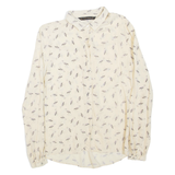 ZARA Womens Printed Shirt Beige Collared Long Sleeve S