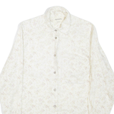 Womens Printed Shirt Cream Collared Long Sleeve Floral L