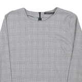 ZARA Womens Printed Top Black Long Sleeve Check M