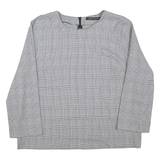 ZARA Womens Printed Top Black Long Sleeve Check M