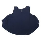 ZARA Womens Cropped Blouse Blue Sleeveless S