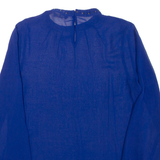 ZARA Sheer Womens Blouse Blue Long Sleeve S