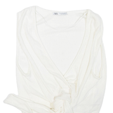 ZARA Womens Cropped Top White V-Neck Sleeveless M