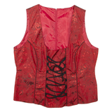 Womens Printed Corset Red Sleeveless Floral 2XL