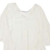 ZARA Sheer Womens Blouse Beige V-Neck 3/4 Sleeve M