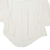 ZARA Sheer Womens Blouse Beige V-Neck 3/4 Sleeve M