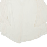 ZARA Sheer Womens Blouse Beige V-Neck 3/4 Sleeve M