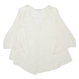 ZARA Sheer Womens Blouse Beige V-Neck 3/4 Sleeve M