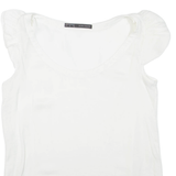 ZARA Womens Puff Sleeve Top White V-Neck S