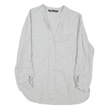 ZARA Womens Blouse Grey V-Neck Long Sleeve M