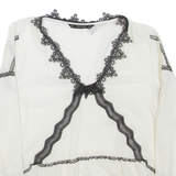 ZARA Sheer Womens Blouse Beige Long Sleeve L