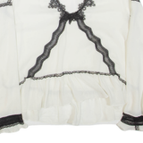 ZARA Sheer Womens Blouse Beige Long Sleeve L