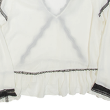 ZARA Sheer Womens Blouse Beige Long Sleeve L