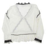 ZARA Sheer Womens Blouse Beige Long Sleeve L