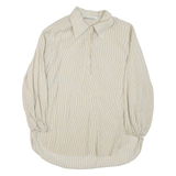 ZARA Womens Printed Top Brown Collared Long Sleeve Striped XS