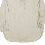 ZARA Womens Printed Top Brown Collared Long Sleeve Striped XS