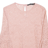 ZARA Lace Womens Top Pink Long Sleeve S