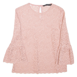 ZARA Lace Womens Top Pink Long Sleeve S