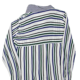 ZARA Womens Printed Top Blue V-Neck Long Sleeve Striped M