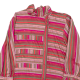Womens Printed Blouse Red High Neck 3/4 Sleeve Viscose Striped L