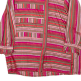 Womens Printed Blouse Red High Neck 3/4 Sleeve Viscose Striped L