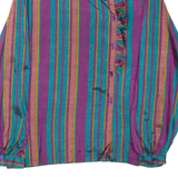 BAGHDADI Womens Printed Blouse Blue High Neck Long Sleeve Striped M