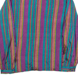BAGHDADI Womens Printed Blouse Blue High Neck Long Sleeve Striped M