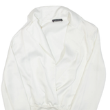 ZARA Womens Bodysuit White V-Neck Long Sleeve S