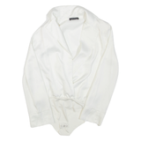 ZARA Womens Bodysuit White V-Neck Long Sleeve S