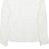 ZARA Womens Ruffle Shirt White V-Neck Long Sleeve S