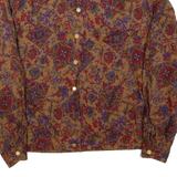 Womens Printed Blouse Brown High Neck Long Sleeve Floral XL