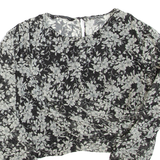 ZARA Womens Printed Blouse Black Long Sleeve Floral M
