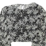 ZARA Womens Printed Blouse Black Long Sleeve Floral M
