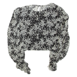 ZARA Womens Printed Blouse Black Long Sleeve Floral M