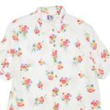 YESSICA Womens Printed Shirt White Collared Viscose Floral XL