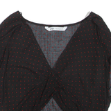 ZARA Womens Cropped Top Black V-Neck Spotted L