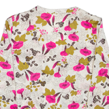ZARA Womens Printed Blouse White V-Neck Long Sleeve Floral S