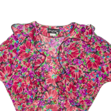 VIRGINIE Womens Printed Blouse Red V-Neck Floral L