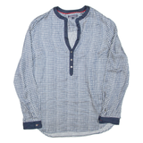 TOMMY HILFIGER Womens Printed Blouse Blue V-Neck Long Sleeve Check L
