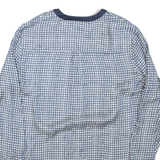 TOMMY HILFIGER Womens Printed Blouse Blue V-Neck Long Sleeve Check L