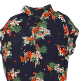 ZARA Womens Printed Shirt Blue Collared Floral S
