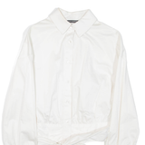 GUESS Womens Cropped Shirt White Collared Long Sleeve M
