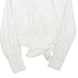 GUESS Womens Cropped Shirt White Collared Long Sleeve M