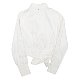 GUESS Womens Cropped Shirt White Collared Long Sleeve M