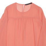 ZARA Sheer Womens Blouse Pink Long Sleeve S