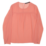 ZARA Sheer Womens Blouse Pink Long Sleeve S